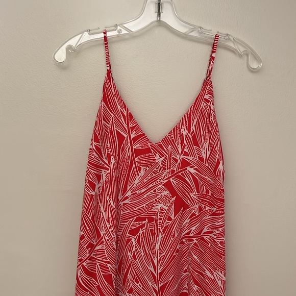 Vici Red White Palm Print Maxi Dress Sleeveless EUC Women's Small S Leg Slit - Picture 4 of 15
